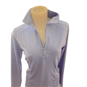 Page & Tuttle Quarter Zip Top - S periwinkle blue , polyester spandex